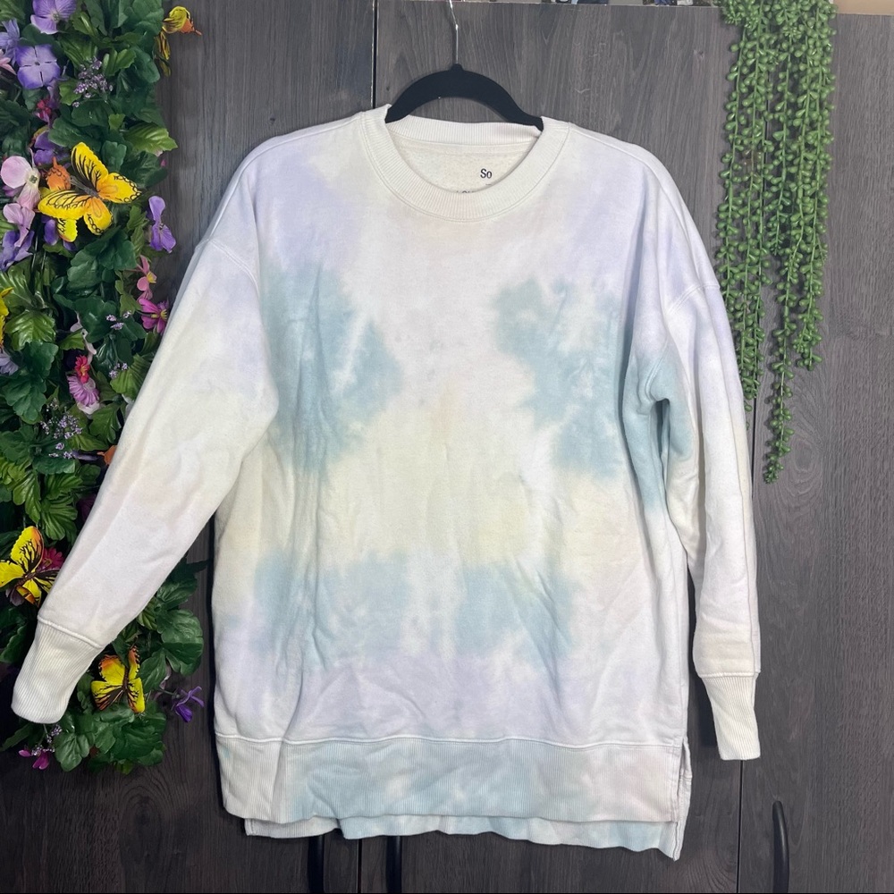 ₽💙2/$40💙SO Lounge Life Crew Neck Tie Dye Printed Oversize Sweatshirt Sz Small